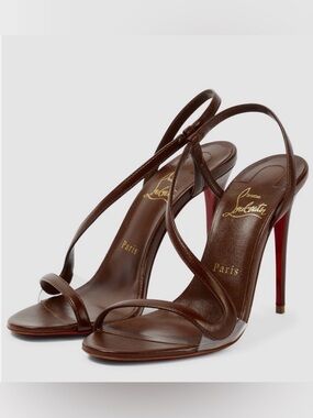 Christian Louboutin Rosalie 100 Sandals Brown Leather Size 40 NIB